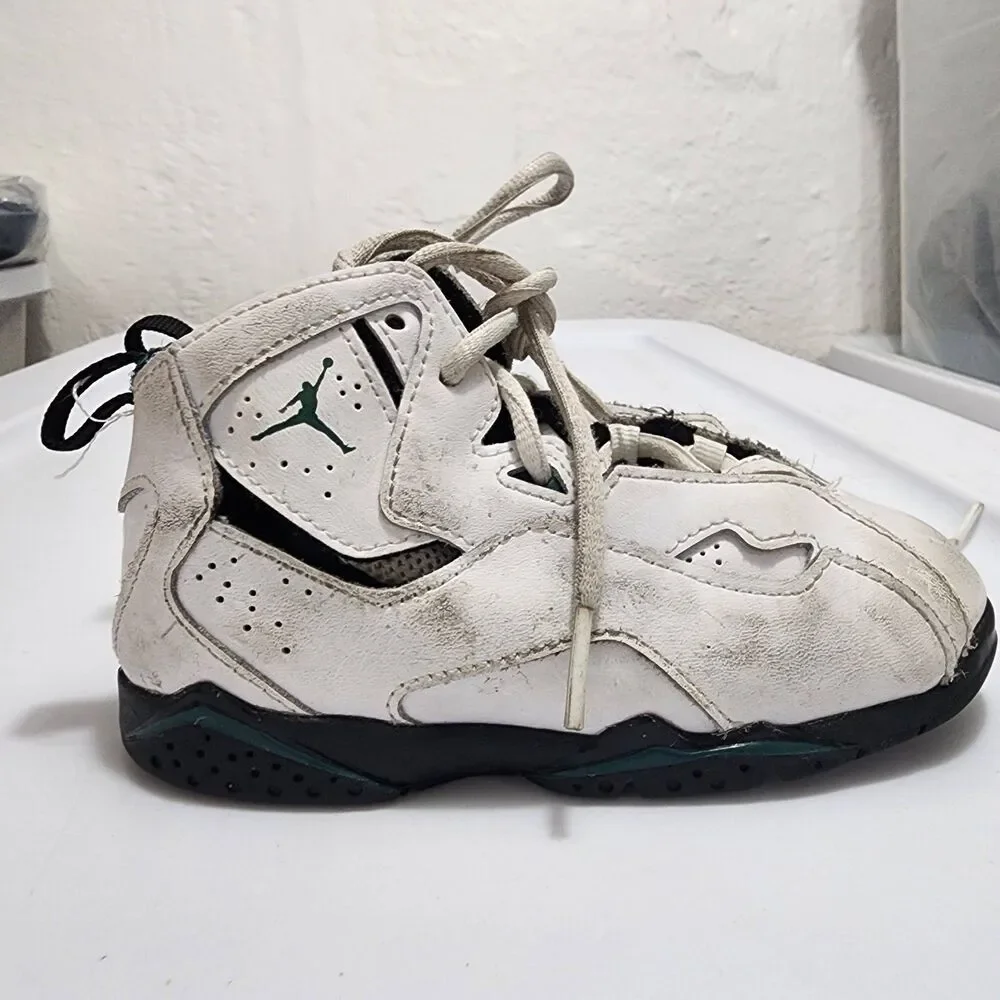 Nike Air Jordan True Flight TD Toddlers White Black Shoes 343797-133 Size 10C